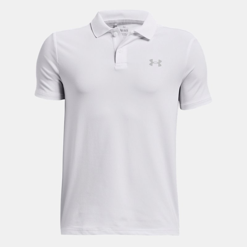 Boys'  Under Armour  Performance Polo White / Pitch Gray / Mod Gray YLG (59 - 63 in)